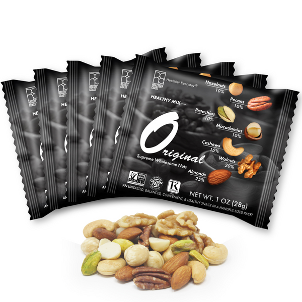 Roastery Coast Original Mix – 7 Nut Unsalted Variety Pack (1 oz Snack