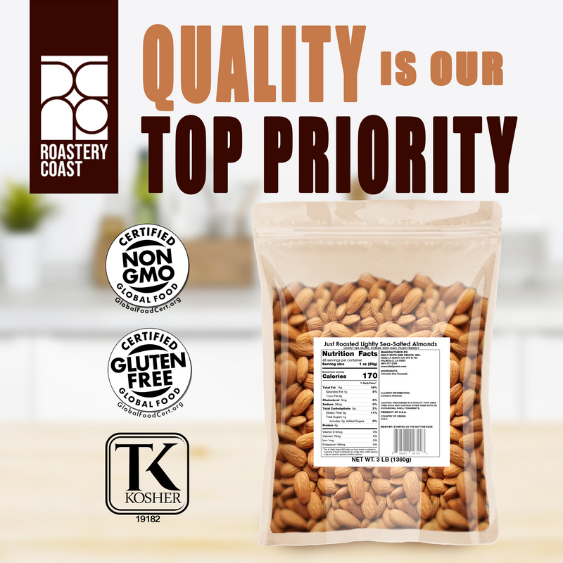 Dry Roasted Almonds | Lightly Sea-Salted | Dry-Roasted | 3lbs