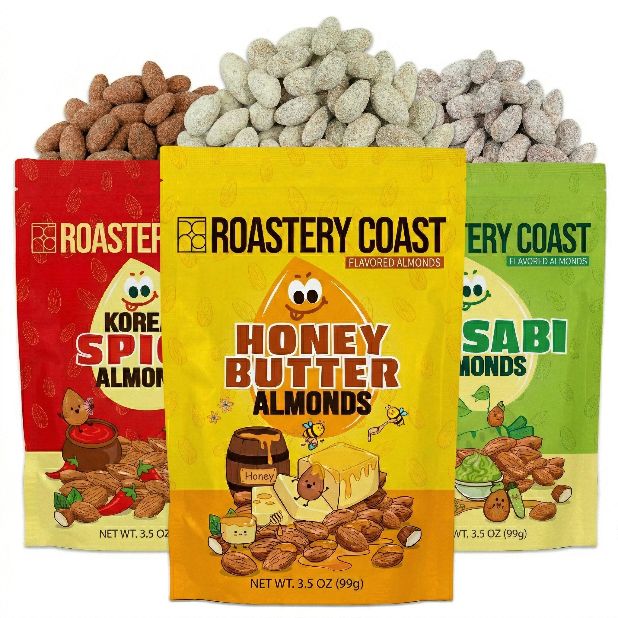 Honey Butter Flavored Almonds (Honey, Wasabi, Korean Spicy