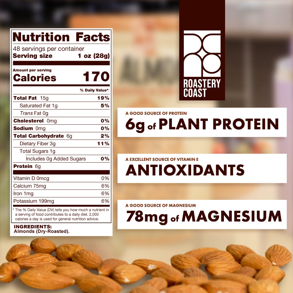 Almonds Label Dry Roasted Almonds | Unsalted | 3lbs – Roastery Coast