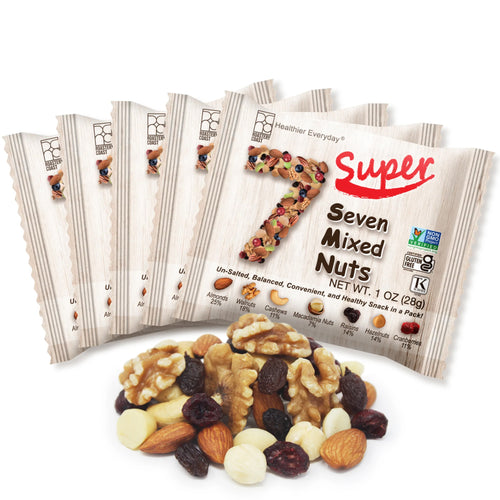 Super Seven Mixed Nuts Value Pack (5 TREE NUTS + 2 DRIED FRUITS) | 32 PACK or 50 PACK