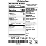 Bulk Whole Cashews | Dry-Roasted | 25lbs